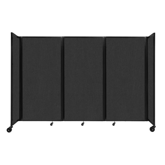 "Versare Room Divider 360 Portable Wall Partition | 3 Panels Wide | 8'6" x 6' Black Fabric Panels"