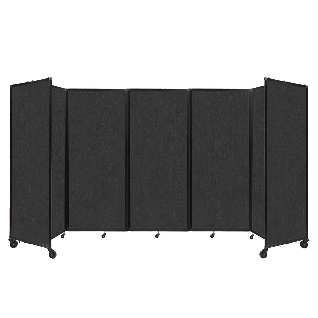 "Versare Room Divider 360 Portable Wall Partition | 5 Panels Wide | 14' x 6'10" Black Fabric Panels"