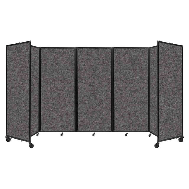 "Versare Room Divider 360 Portable Wall Partition | 5 Panels Wide | 14' x 6'10" Charcoal Gray Fabric Panels"