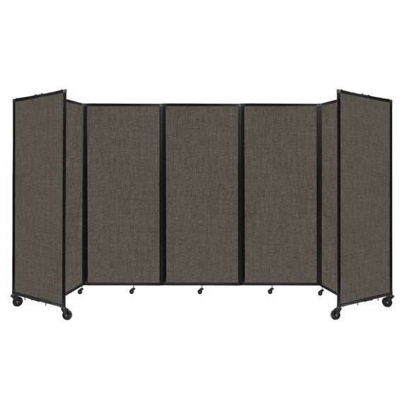 "Versare Room Divider 360 Portable Wall Partition | 5 Panels Wide | 14' x 6'10" Mocha Fabric Panels"