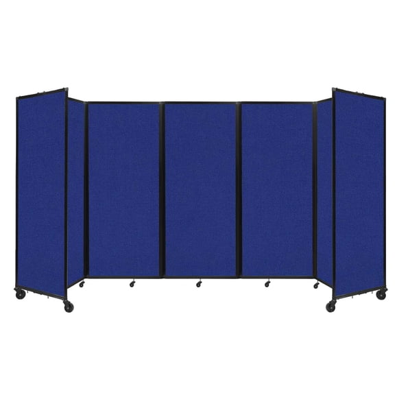 "Versare Room Divider 360 Portable Wall Partition | 5 Panels Wide | 14' x 6'10" Royal Blue Fabric Panels"