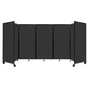 Versare Room Divider 360 Portable Wall Partition | 5 Panels Wide | 14 x 6 Black Fabric Panels