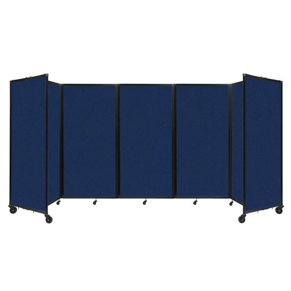 "Versare Room Divider 360 Portable Wall Partition | 5 Panels Wide | 14' x 6' Navy Blue Fabric Panels"
