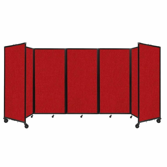 "Versare Room Divider 360 Portable Wall Partition | 5 Panels Wide | 14' x 6' Red Fabric Panels"