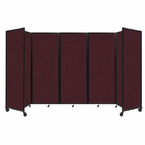 Versare Room Divider 360 Portable Wall Partition | 5 Panels Wide | 14' x 7'6" Cranberry Fabric Panels