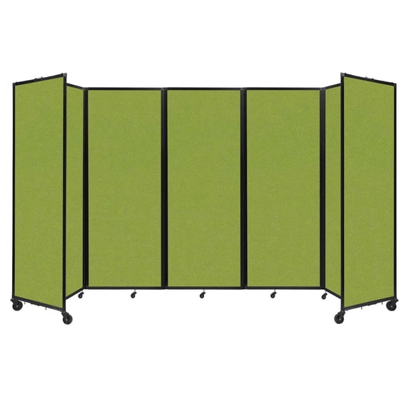 "Versare Room Divider 360 Portable Wall Partition | 5 Panels Wide | 14' x 7'6" Lime Green Fabric Panels"
