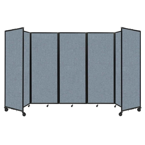 "Versare Room Divider 360 Portable Wall Partition | 5 Panels Wide | 14' x 7'6" Powder Blue Fabric Panels"