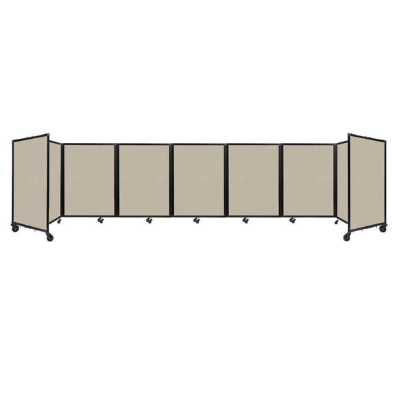 "Versare Room Divider 360 Portable Wall Partition | 7 Panels Wide | 19'6" x 4' Sand Fabric Panels"