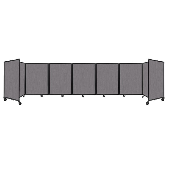 "Versare Room Divider 360 Portable Wall Partition | 7 Panels Wide | 19'6" x 4' Slate Fabric Panels"