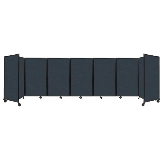 "Versare Room Divider 360 Portable Wall Partition | 7 Panels Wide | 19'6" x 5' Blue Spruce Fabric Panels"