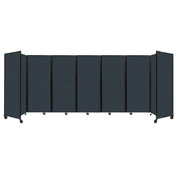 "Versare Room Divider 360 Portable Wall Partition | 7 Panels Wide | 19'6" x 6'10" Blue Spruce Fabric Panels"