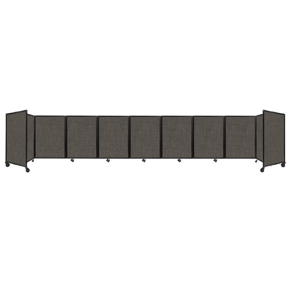 "Versare Room Divider 360 Portable Wall Partition | 9 Panels Wide | 25' x 4' Mocha Fabric Panels"