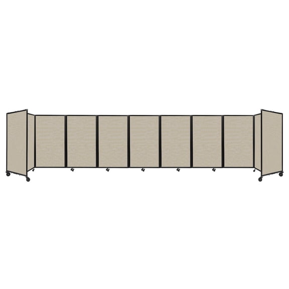 "Versare Room Divider 360 Portable Wall Partition | 9 Panels Wide | 25' x 5' Sand Fabric Panels"