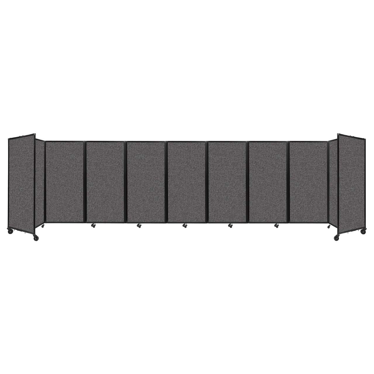 "Versare Room Divider 360 Portable Wall Partition | 9 Panels Wide | 25' x 6' Charcoal Gray Fabric Panels"
