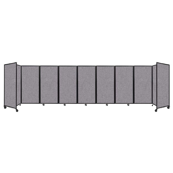 "Versare Room Divider 360 Portable Wall Partition | 9 Panels Wide | 25' x 6' Cloud Gray Fabric Panels"