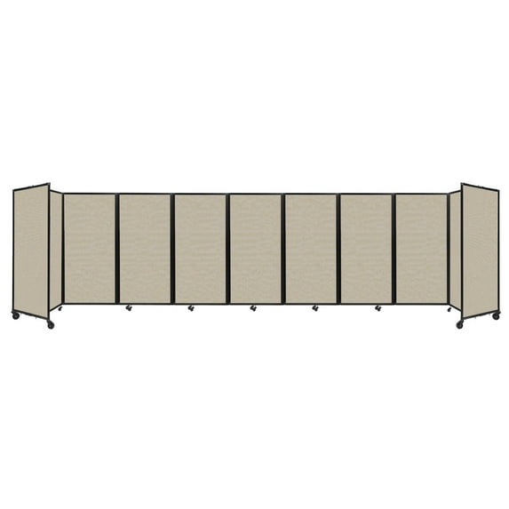 "Versare Room Divider 360 Portable Wall Partition | 9 Panels Wide | 25' x 6' Sand Fabric Panels"