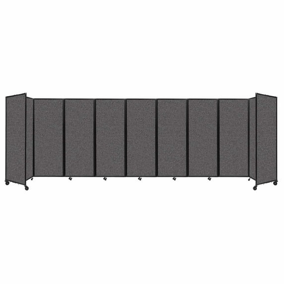 "Versare Room Divider 360 Portable Wall Partition | 9 Panels Wide | 25' x 7'6" Charcoal Gray Fabric Panels"