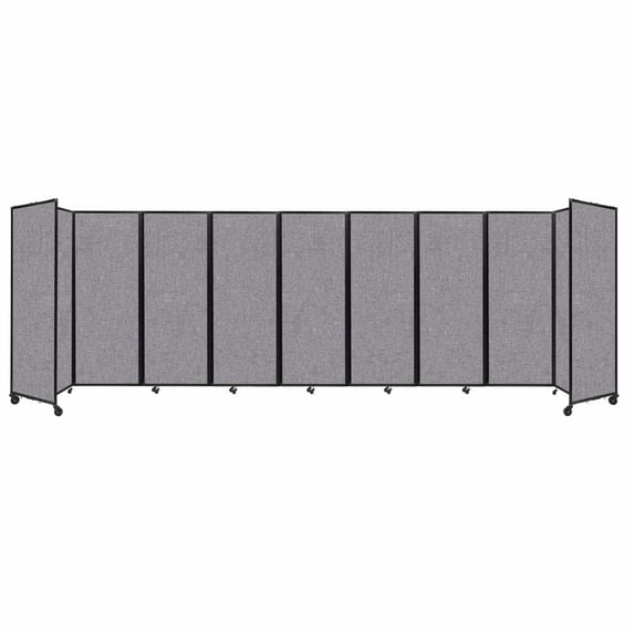 "Versare Room Divider 360 Portable Wall Partition | 9 Panels Wide | 25' x 7'6" Cloud Gray Fabric Panels"