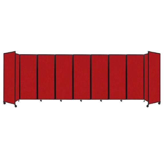 "Versare Room Divider 360 Portable Wall Partition | 9 Panels Wide | 25' x 7'6" Red Fabric Panels"