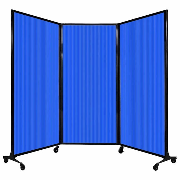 Versare&nbsp;QuickWall&nbsp;Folding Portable Partition | 3 Panels | 8'4" x 5'10" Blue Polycarbonate Panels