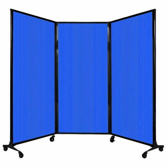 Versare QuickWall Folding Portable Partition | 3 Panels | 8'4" x 5'10" Blue Polycarbonate Panels