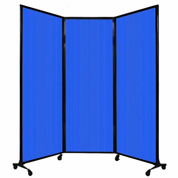 Versare QuickWall Folding Portable Partition | 3 Panels | 8'4" x 7'4" Blue Polycarbonate Panels