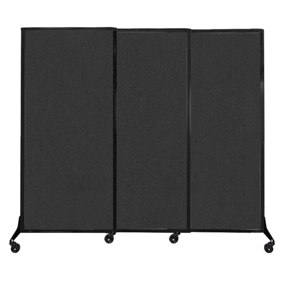Versare&nbsp;QuickWall&nbsp;Sliding Portable Partition | Black Frame | 7' x 5'10" Black Fabric Panels