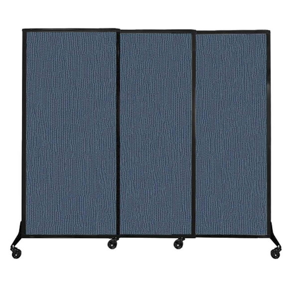 Versare QuickWall Sliding Portable Partition | Black Frame | 7' x 5'10" Ocean Fabric Panels