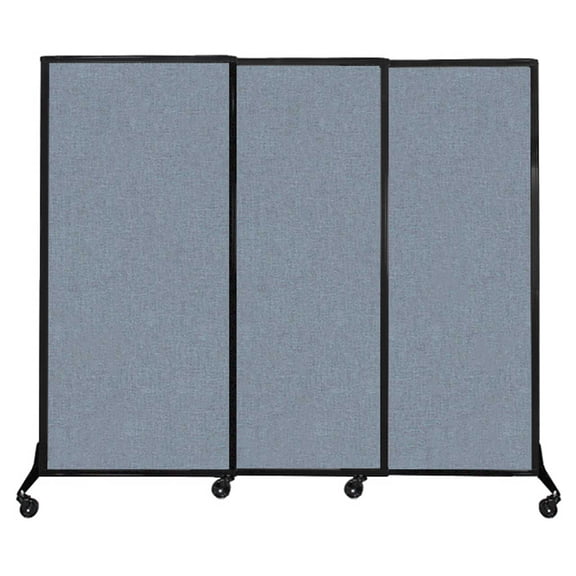 Versare QuickWall Sliding Portable Partition | Black Frame | 7' x 5'10" Powder Blue Fabric Panels