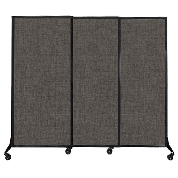 Versare&nbsp;QuickWall&nbsp;Sliding Portable Partition&nbsp;| Black Frame | 7' x 5'10" Mocha Fabric Panels