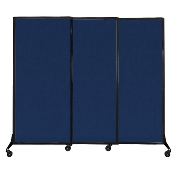 Versare QuickWall Sliding Portable Partition | Black Frame | 7' x 5'10" Navy Blue Fabric Panels