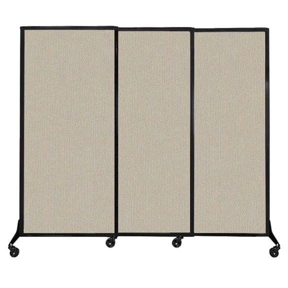 Versare QuickWall Sliding Portable Partition | Black Frame | 7' x 5'10" Sand Fabric Panels