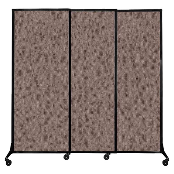 Versare QuickWall Sliding Portable Partition | Black Frame | 7' x 6'8" Latte Fabric Panels