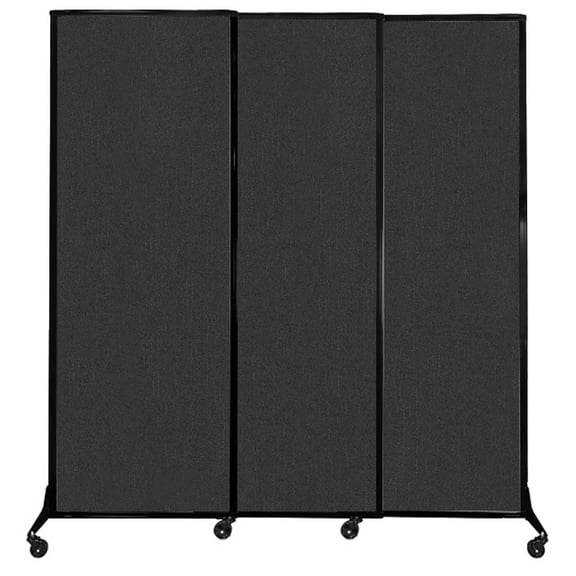 Versare&nbsp;QuickWall&nbsp;Sliding Portable Partition&nbsp;| Black Frame | 7' x 7'4" Black Fabric Panels
