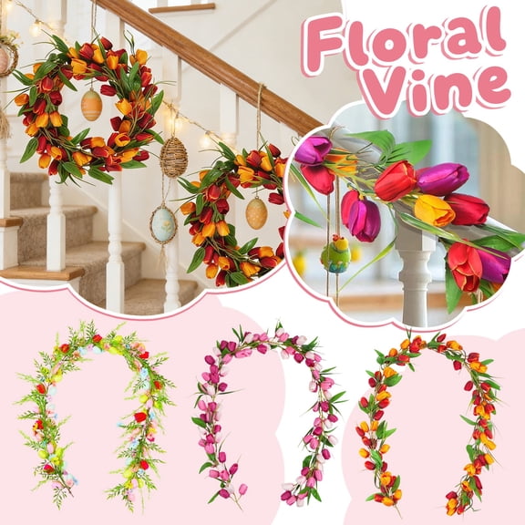 Versatile 1.85M Artificial Flower Vine Easter Home decorations, Spring Home decor, Easter Wall decorations, Green Wall decor, Flower Wall decor, Outdoor Wedding decorations,