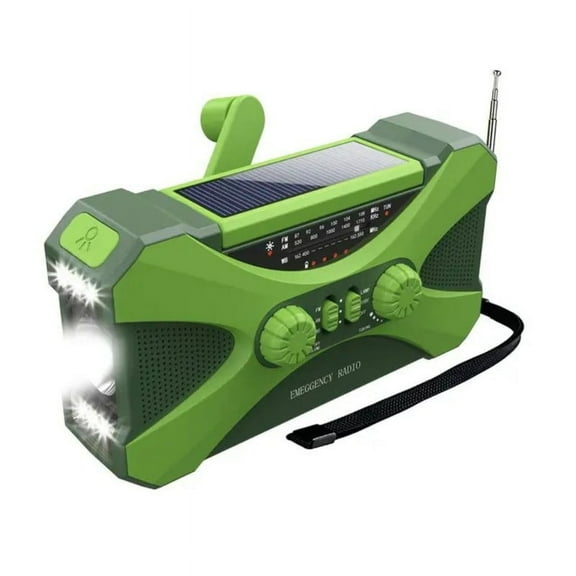 Versatile 10000mAh Radio with Solar, Hand Crank, AMFM, Flashlight,