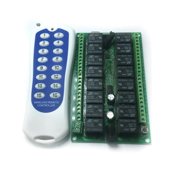 Versatile 16-Channel Remote Control for Garage Doors, Alarm Systems 12V, 315MHz, Easy Setup