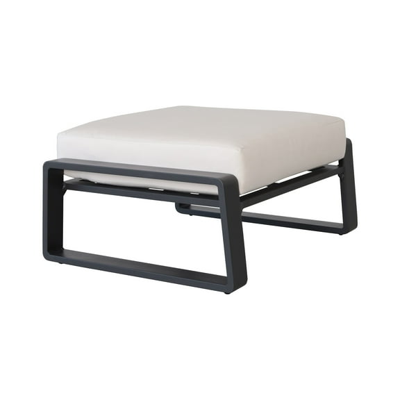 Versatile 2 Ottomans: Beige Seat Cushions On Aluminium Base Brown Cushioned Ottomans - Indoor & Outdoor