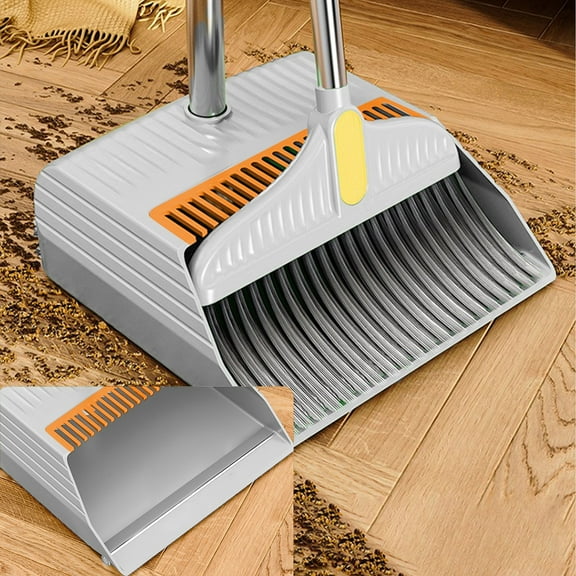 Versatile 2-in-1 Sweeping System with Built-in Comb, Storage and Dustpan Combo, Multi-Layer Bristles for Thorough Cleaning, Compact Home Office Cleaning Equipment Set