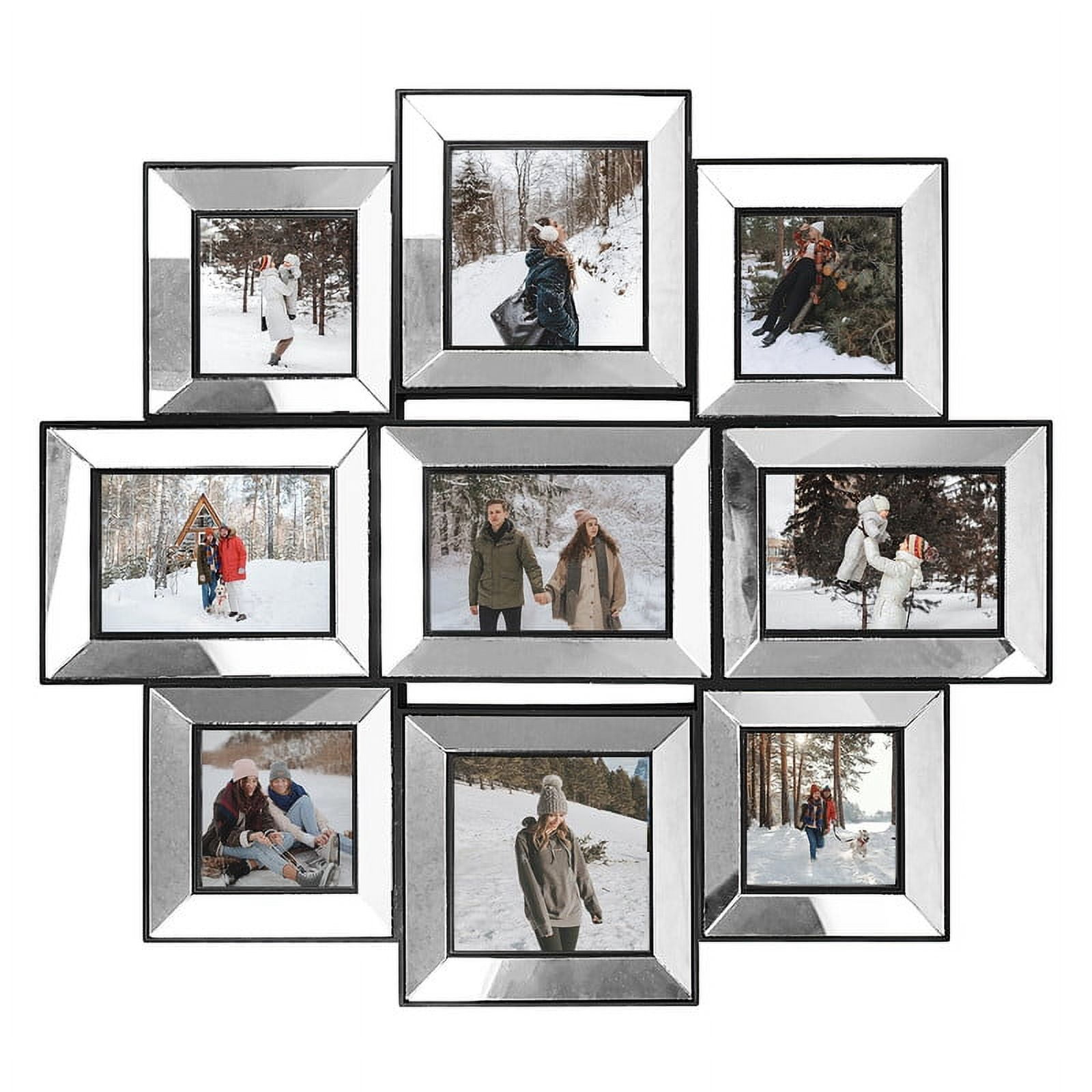 Versatile 21x24 Inner Mirror Collage Picture Frame 4x6, 4x4, and