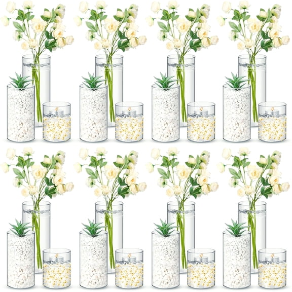 Versatile 24 Pcs Tall Plastic Vases with 3 Size Options for Weddings and Events