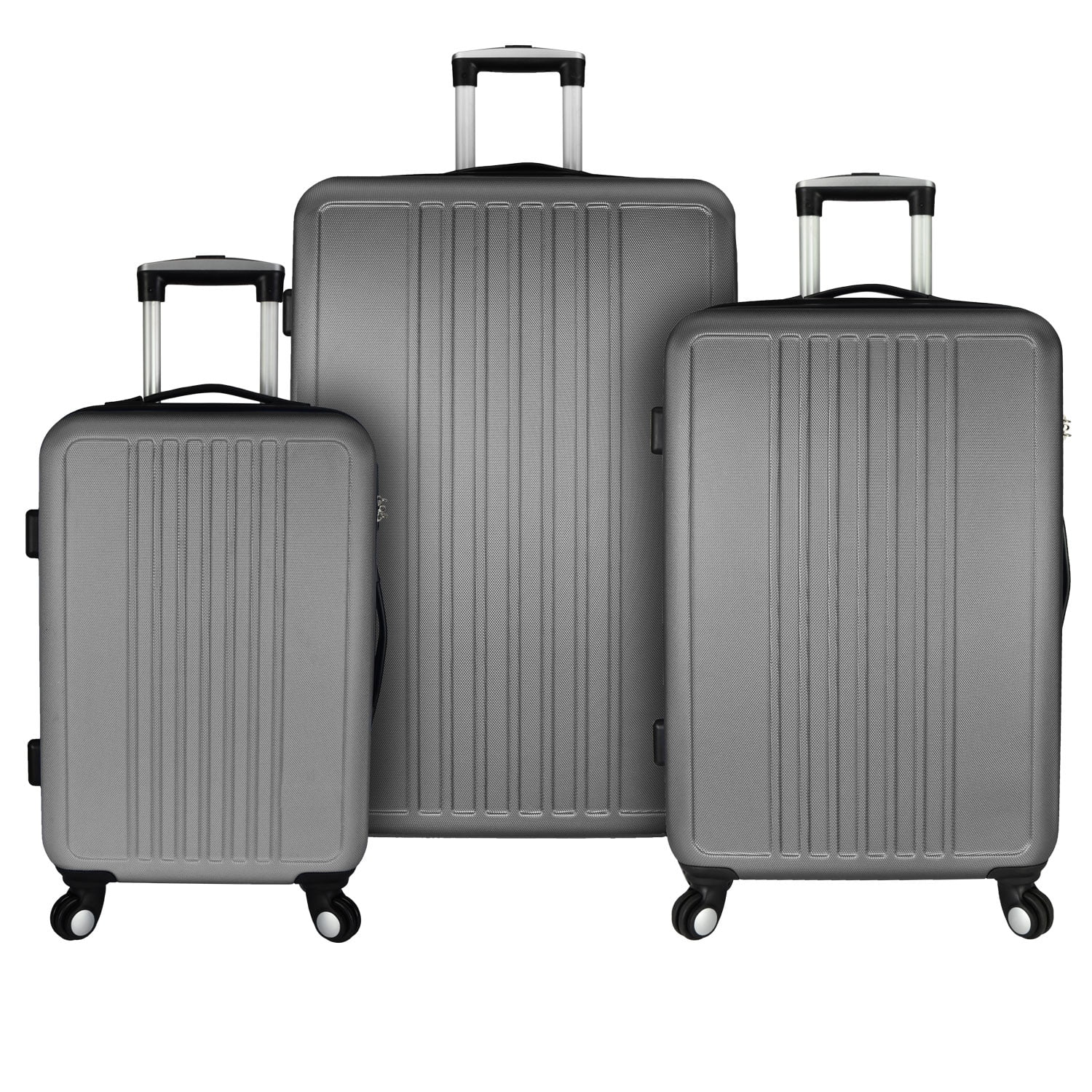Versatile 3Piece Hardside Spinner Luggage Set, Grey