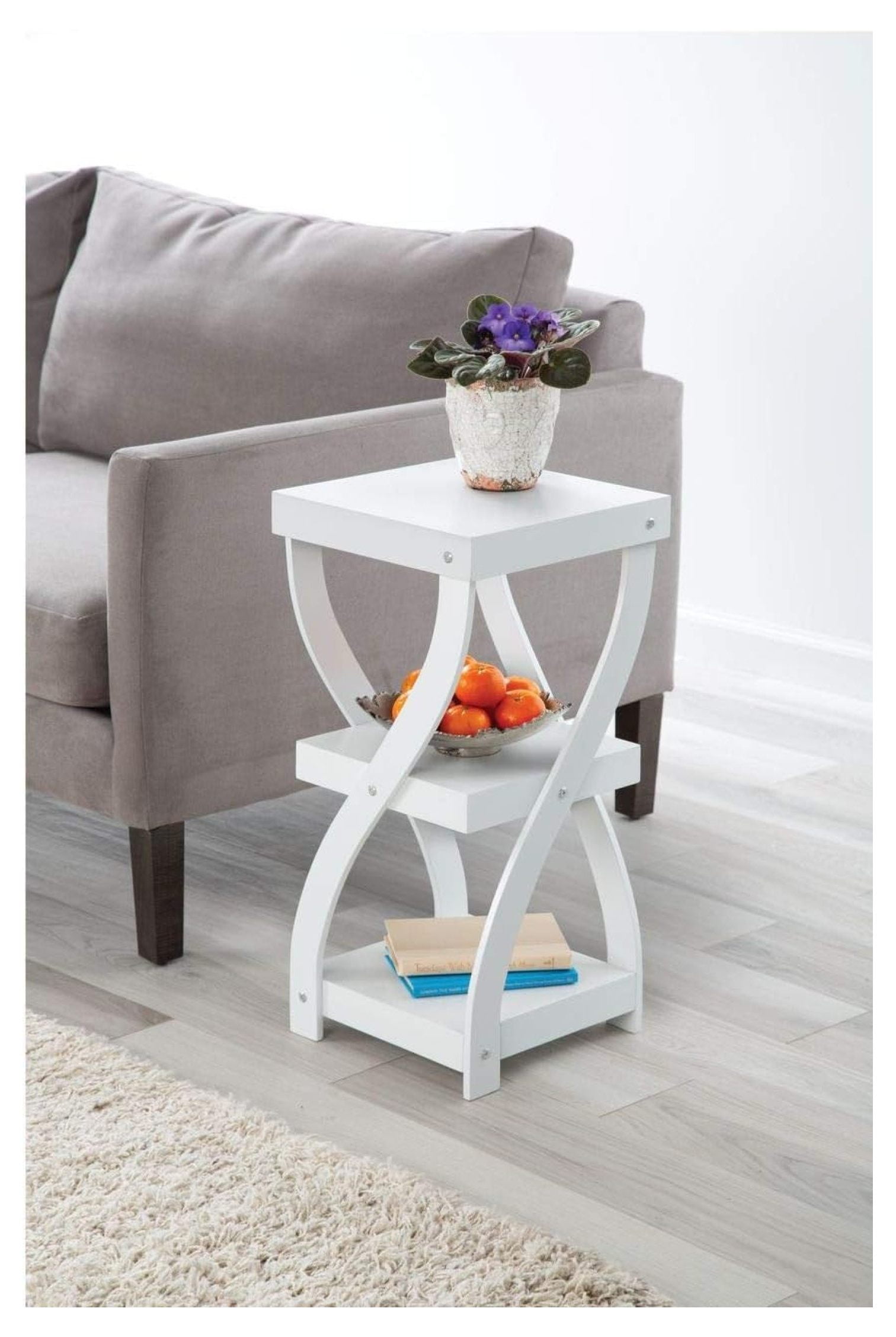 Versatile 3-Tier White Wood Rectangular Accent Table