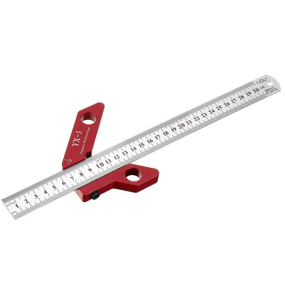 Versatile 300mm Woodworking Square Center Finder with 45/90 Degrees Angle Line Scriber, Metric/Inch Ruler Marking Tool