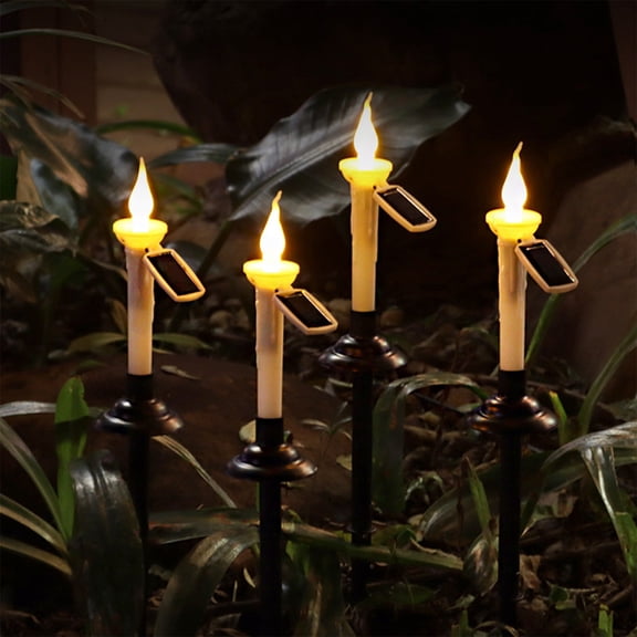 Versatile 4-Piece Solar Flameless Candle Set with Flickering LED Effect, Ideal for Christmas Decorations on Patio Tables and Garden Pathways multiple colour