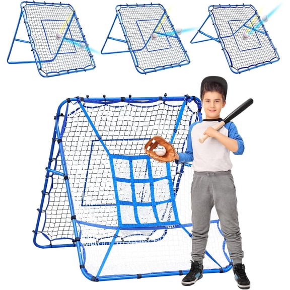 Versatile 5x4ft Softball Baseball Pitch Back Rebounder – 9-Zone Adjustable Angle Presentation Back Trainer for Hitting & Throwing