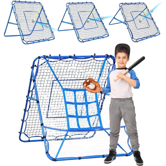 Versatile 5x4ft Softball Baseball Pitch Back Rebounder – 9-Zone Adjustable Angle Presentation Back Trainer for Hitting & Throwing