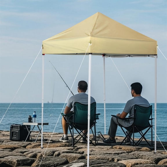 Versatile 5x5ft Outdoor Canopy with Single Side Privacy Wall, Practical Setup for Events or Outdoor Relaxation