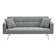 thumbnail image 1 of Versatile 71.7 Inch Gray Teddy Fleece Fabric Sofa Bed with 2 Comfy Throw Pillows, 1 of 9