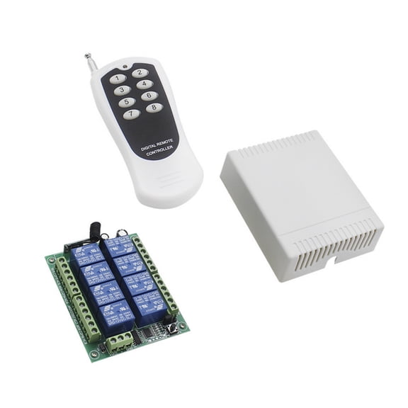 Versatile 8-Channel Remote Control Switch for Industrial Use 12V, 433MHz, Self Locking+Interlock Learning